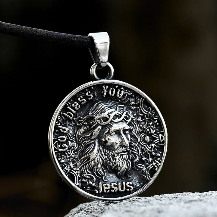 Christianartworkshop Classic Style Crafted God Bless You Jesus Pendant Necklace - Metallic - image 0