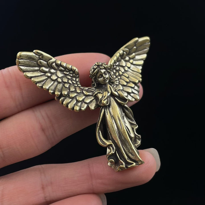 Christianartworkshop Retro Style Brass Stereoscopic Bronze Guardian Angel(spread wings) Desktop Decorations Ornament - image 3