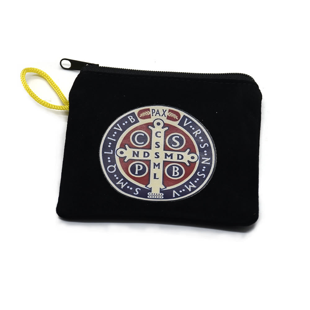 Christianartworkshop Modern Style St. Benedict Practical Velvet Religion Jewelry Storage Bag - Black - image 1