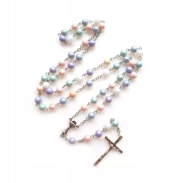 Christianartworkshop Holy Grail & Crucifix of 8 mm Round Multicolor Acrylic Alloy Chain Rosary - image 4