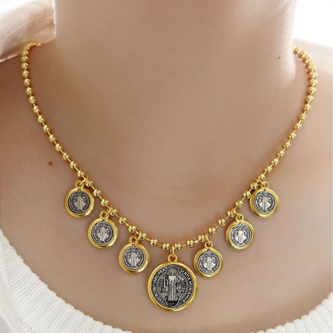 Christianartworkshop Retro Style 6 St. Benedict Pendant Chain Necklace - image 1