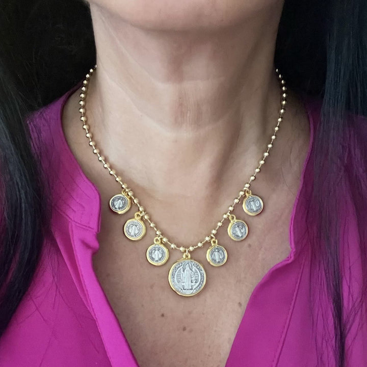 Christianartworkshop Retro Style 6 St. Benedict Pendant Chain Necklace - image 3