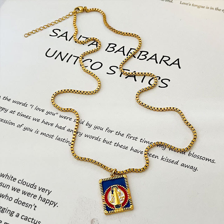 Christianartworkshop Modern Style Colorful St. Benedict Square Medal Pendant Necklace - image 3