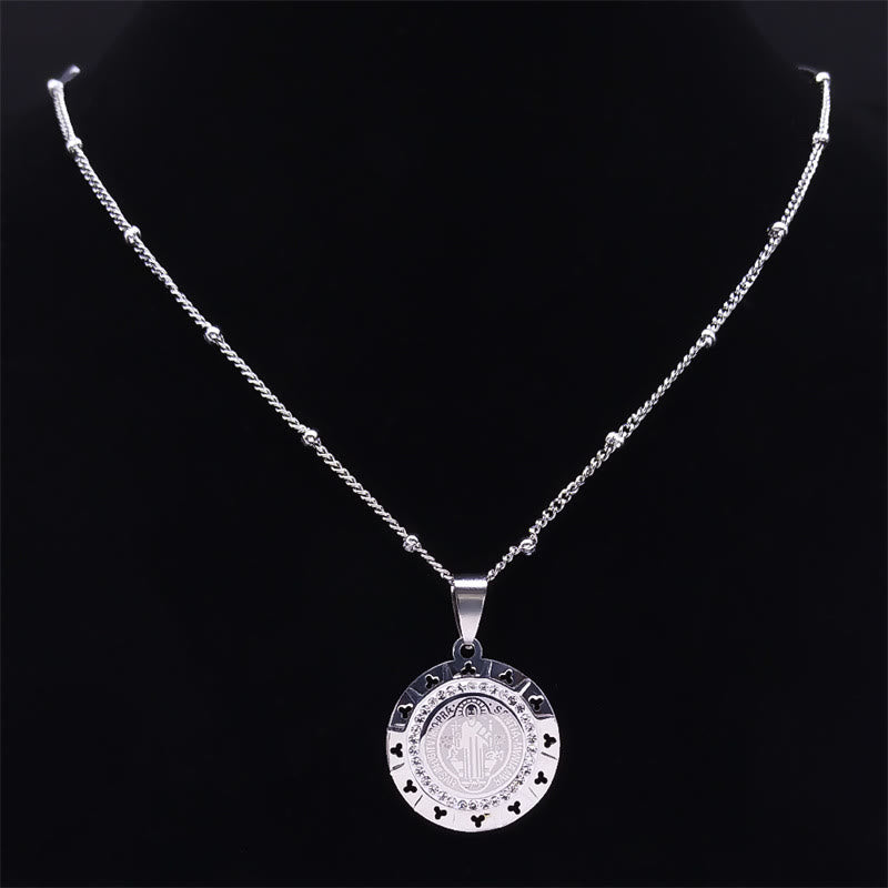 Christianartworkshop Retro Style Gem-set St. Benedict Medal Pendant Necklace - image 4