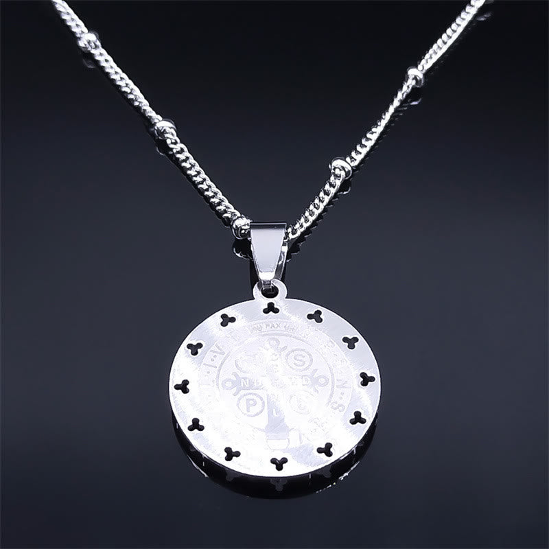 Christianartworkshop Retro Style Gem-set St. Benedict Medal Pendant Necklace - image 2