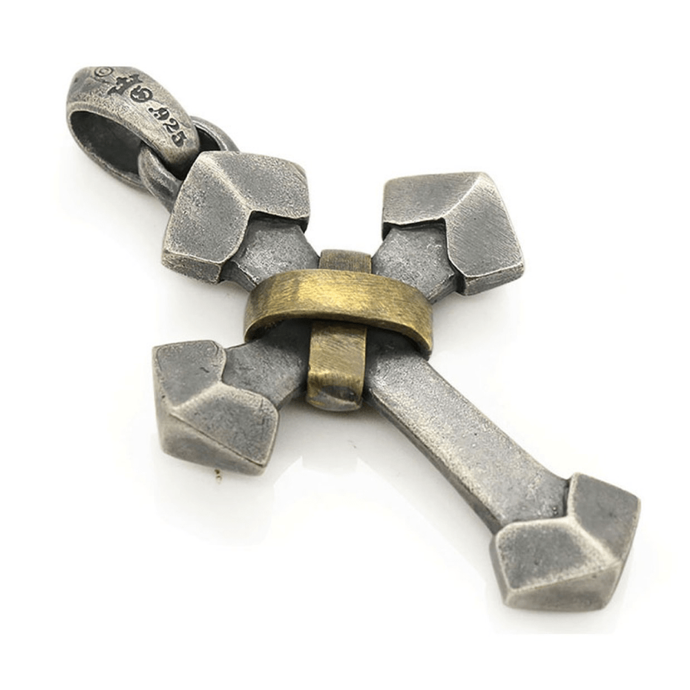 Christianartworkshop 925 Sterling Silver Retro Style Heavy Metal Cross Pendant Necklace - image 3