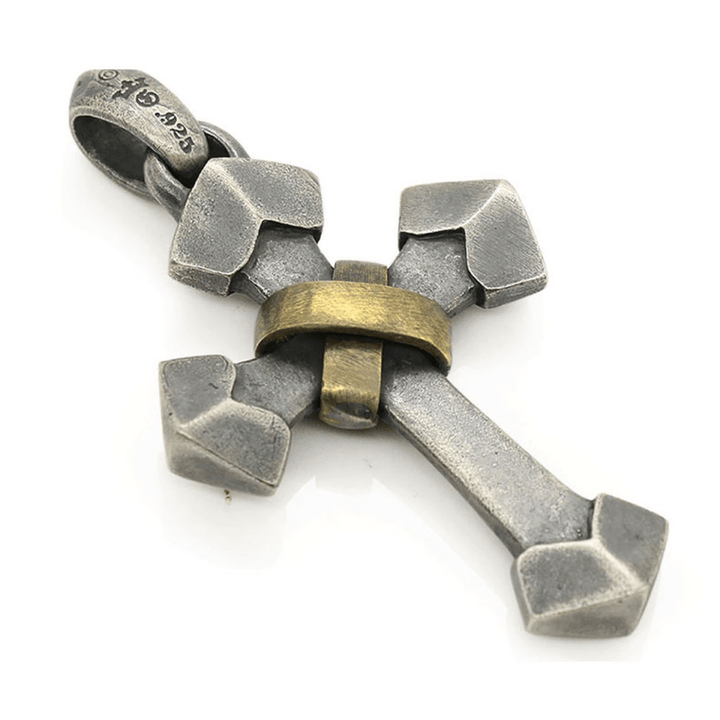 Christianartworkshop 925 Sterling Silver Retro Style Heavy Metal Cross Pendant Necklace - image 3