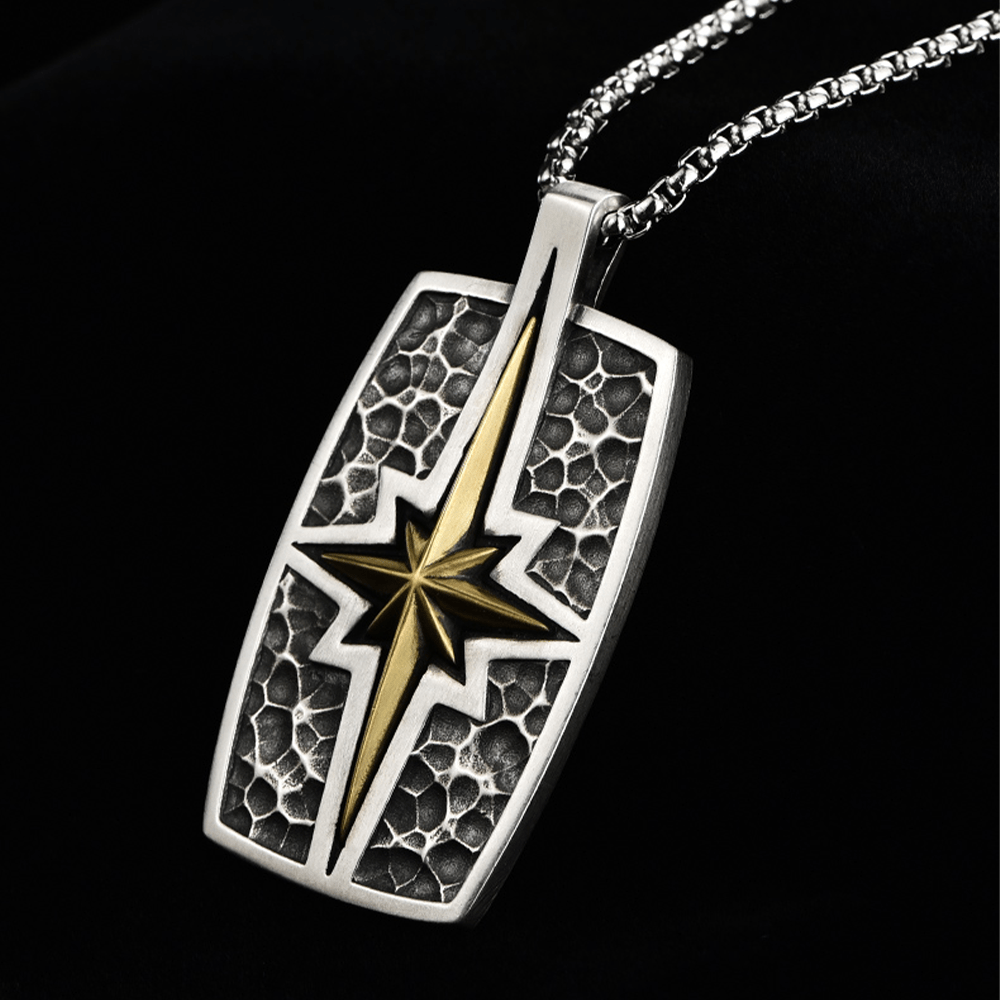 Christianartworkshop 925 Sterling Silver Retro Style Star of Bethlehem Pendant Necklace - Titanium Chain - 27.55''/70cm - image 1