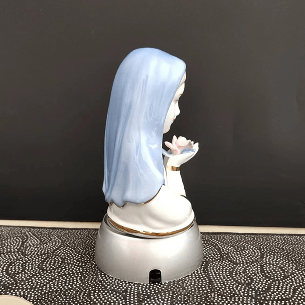 Christianartworkshop Classic Style White-blue Ceramic Virgin Mary Figurine Stereoscopic Desktop Ornaments - image 3