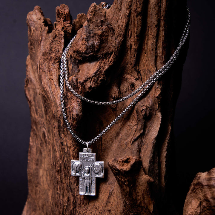 Christianartworkshop Classic Style Jesus Mary Joseph Guardian Cross Pendant Alloy Necklace - image 6