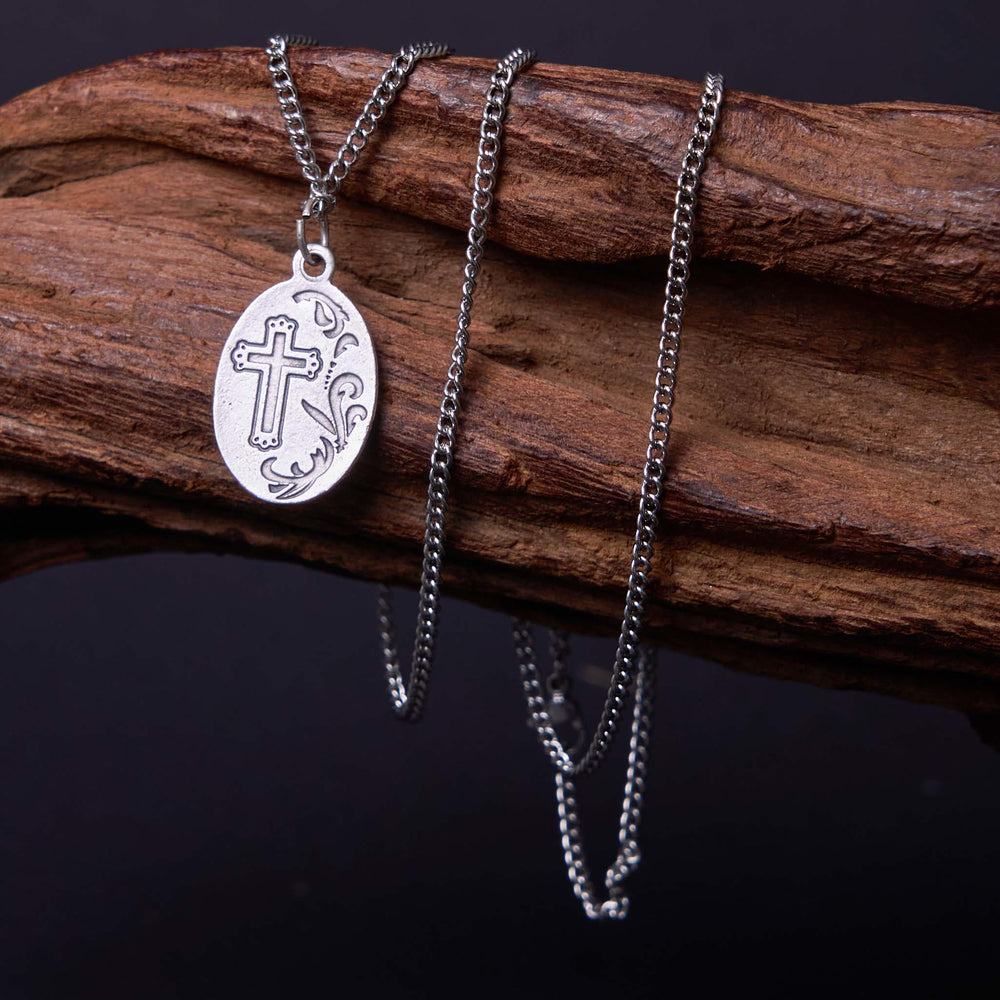 Christianartworkshop Classic Style Sacred Heart of Jesus Cross Flower Pendant Necklace - image 1