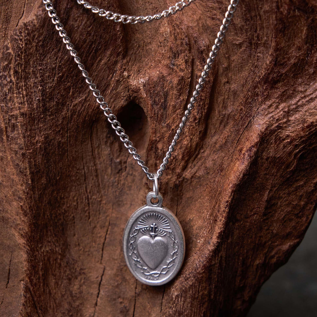 Christianartworkshop Classic Style Sacred Heart of Jesus Cross Flower Pendant Necklace - image 6