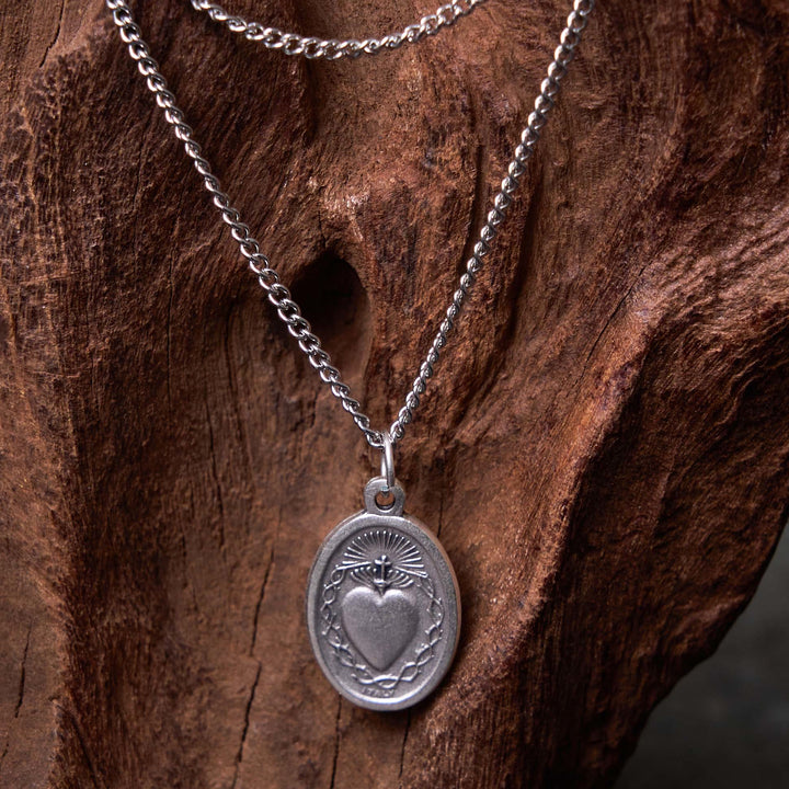 Christianartworkshop Classic Style Sacred Heart of Jesus Cross Flower Pendant Necklace - image 6