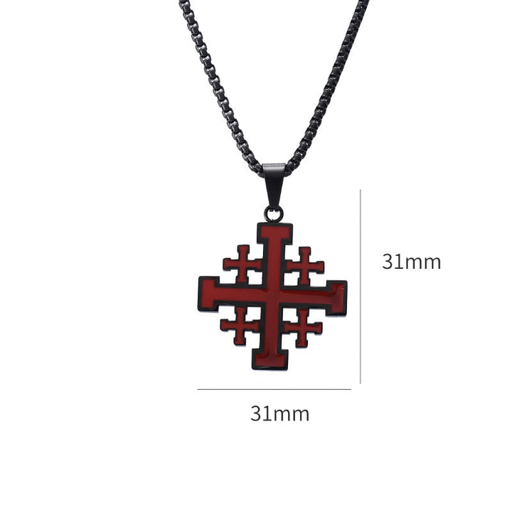 Christianartworkshop Hip-hop Style Jerusalem Cross Titanium Steel Pendant Necklace - image 2