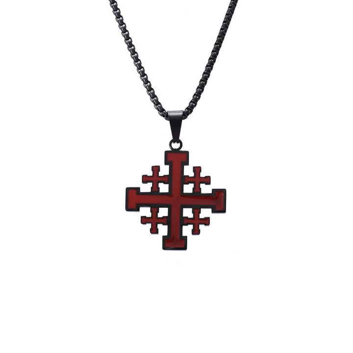 Christianartworkshop Hip-hop Style Jerusalem Cross Titanium Steel Pendant Necklace - image 5