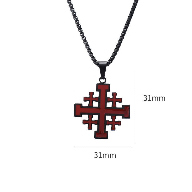 Christianartworkshop Hip-hop Style Jerusalem Cross Titanium Steel Pendant Necklace - image 3