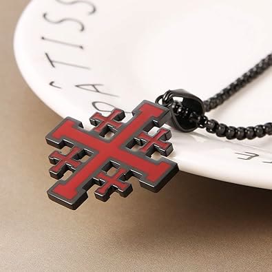 Christianartworkshop Hip-hop Style Jerusalem Cross Titanium Steel Pendant Necklace - image 1