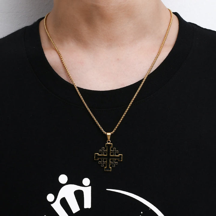 Christianartworkshop Hip-hop Style Jerusalem Cross Titanium Steel Pendant Necklace - image 4