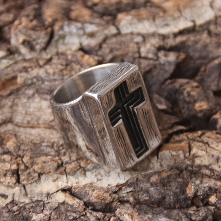 Christianartworkshop Retro Minimalist Style Broadside Cross Ring - image 2