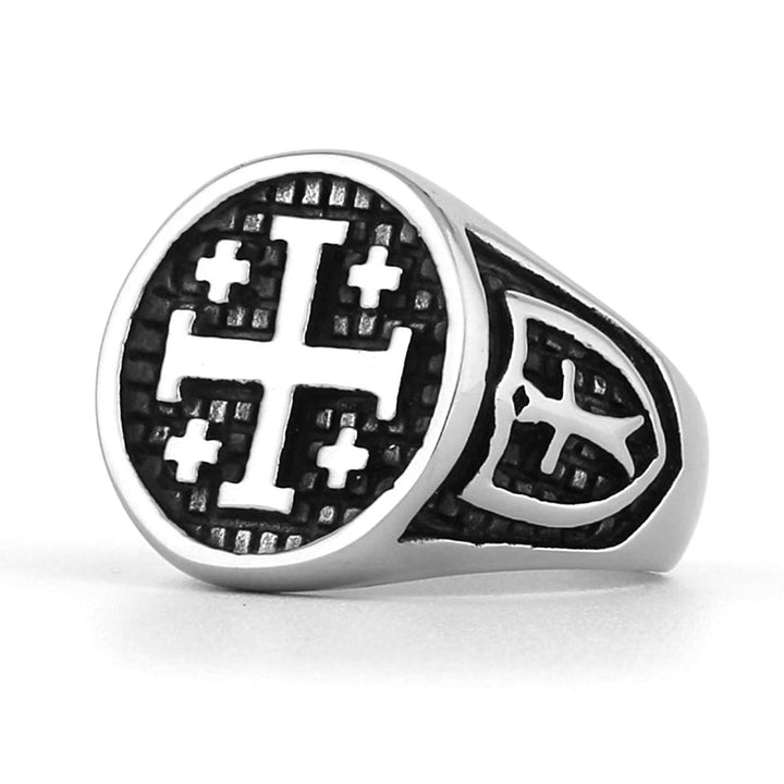 Christianartworkshop Retro Minimalist Style Jerusalem Cross Ring - image 4