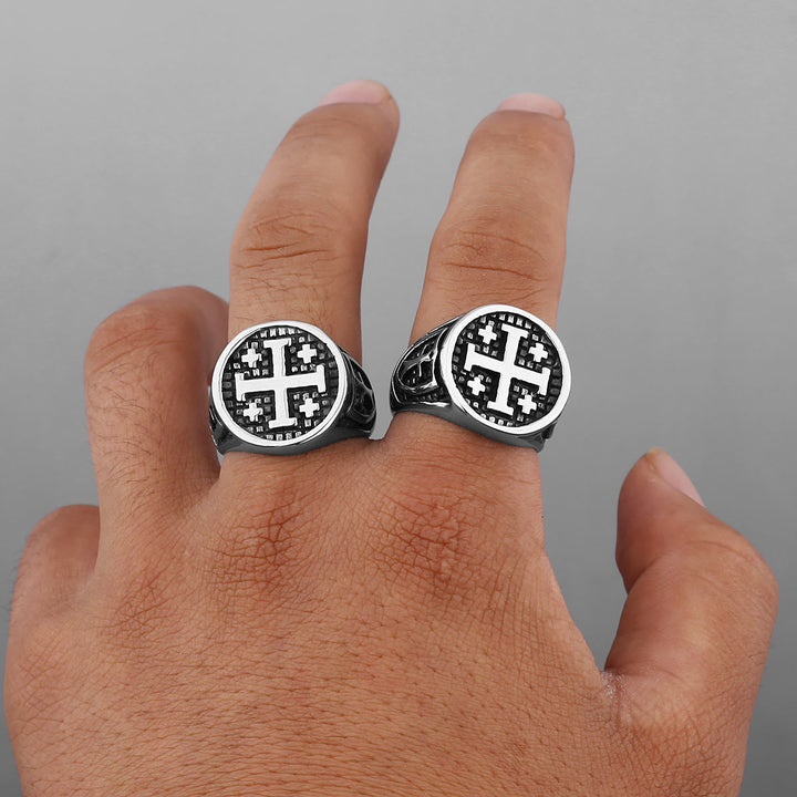 Christianartworkshop Retro Minimalist Style Jerusalem Cross Ring - image 3