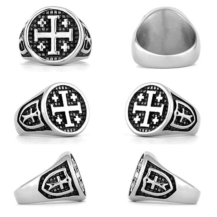 Christianartworkshop Retro Minimalist Style Jerusalem Cross Ring - image 5