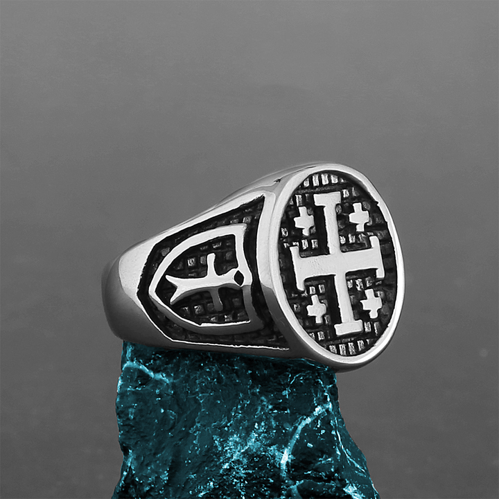 Christianartworkshop Retro Minimalist Style Jerusalem Cross Ring - US13 - image 1