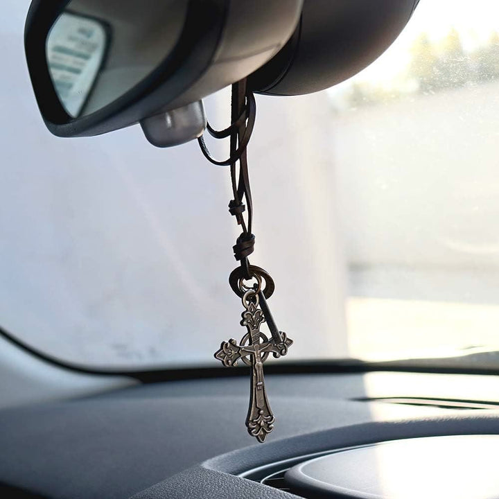 Christianartworkshop Retro Classic Style Crucifix Pendant Leather Rope Necklace - image 3