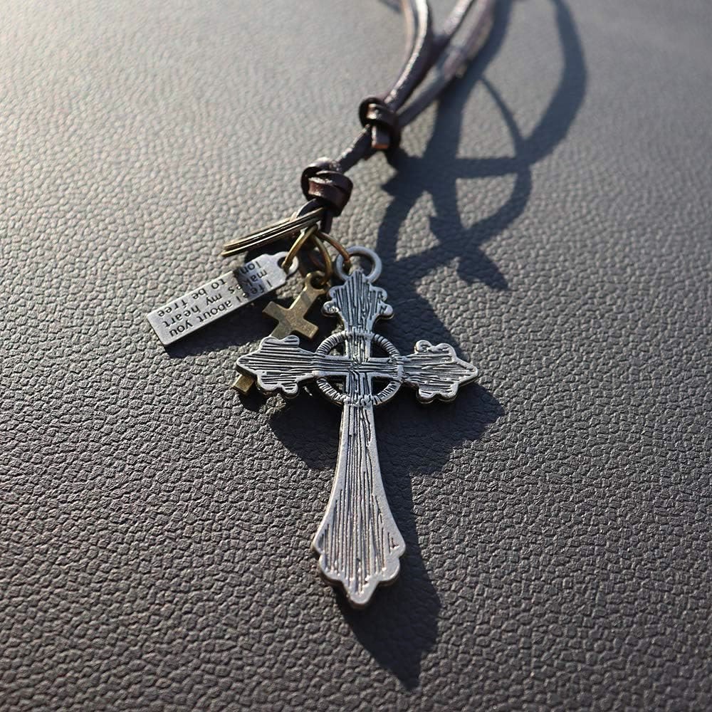 Christianartworkshop Retro Classic Style Crucifix Pendant Leather Rope Necklace - image 9