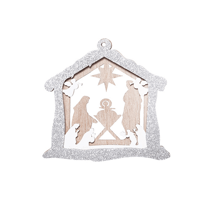 Christianartworkshop 3 Rustic Style Layered Wooden Pendant Christmas Nativity Ornaments - House - image 5
