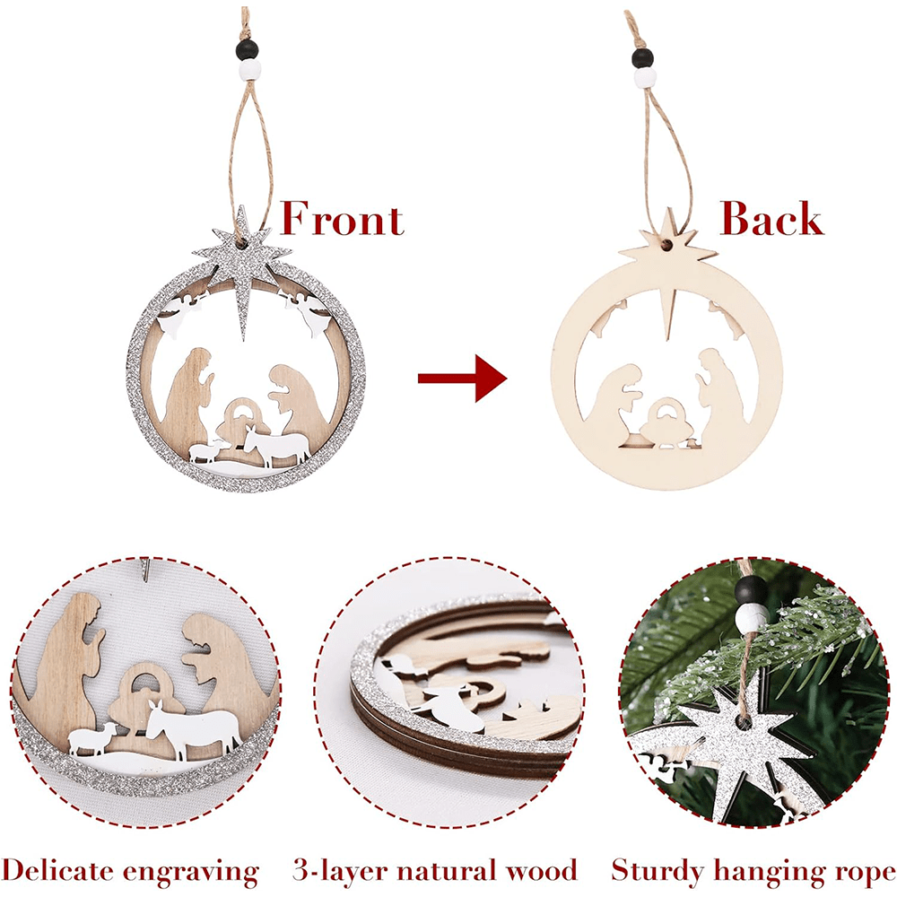 Christianartworkshop 3 Rustic Style Layered Wooden Pendant Christmas Nativity Ornaments - image 7