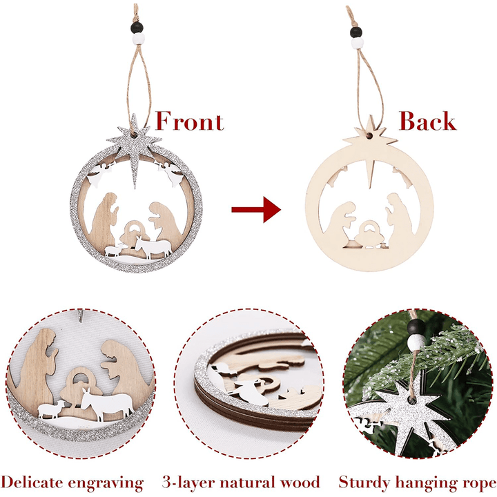 Christianartworkshop 3 Rustic Style Layered Wooden Pendant Christmas Nativity Ornaments - image 7