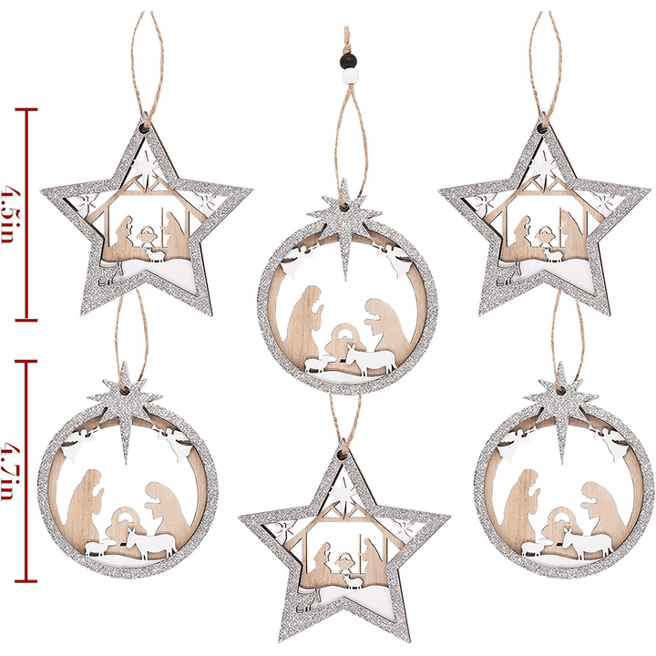 Christianartworkshop 3 Rustic Style Layered Wooden Pendant Christmas Nativity Ornaments - image 8