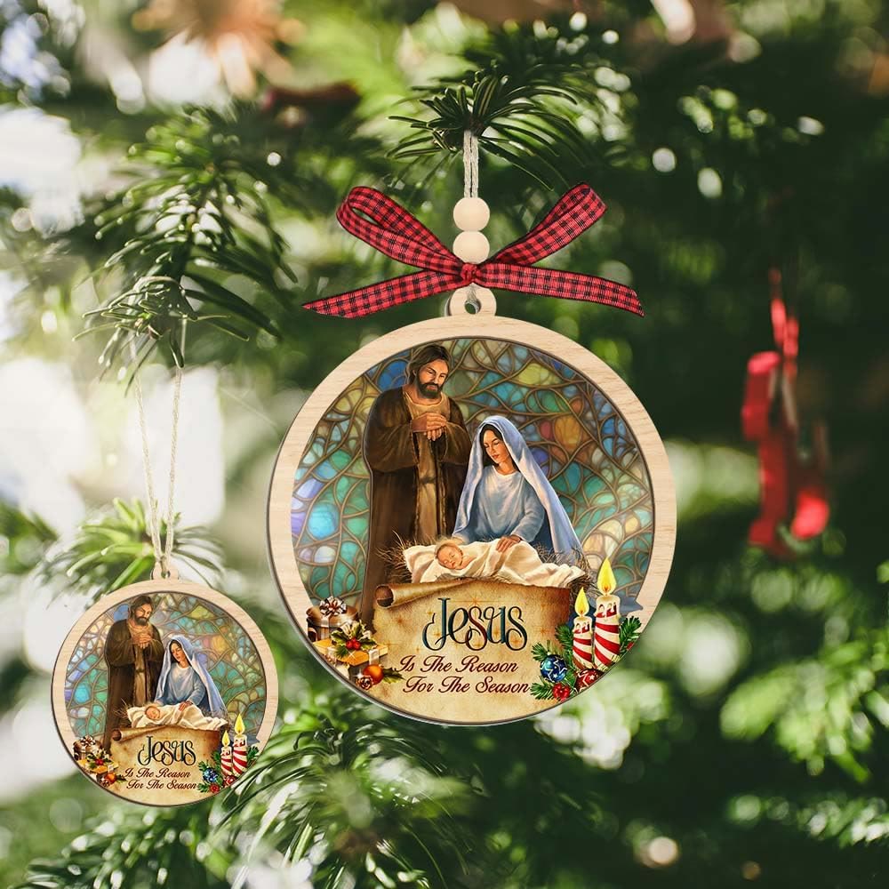 Christianartworkshop Rustic Colored Style Layered Wooden Pendant Christmas Nativity Ornaments - image 1