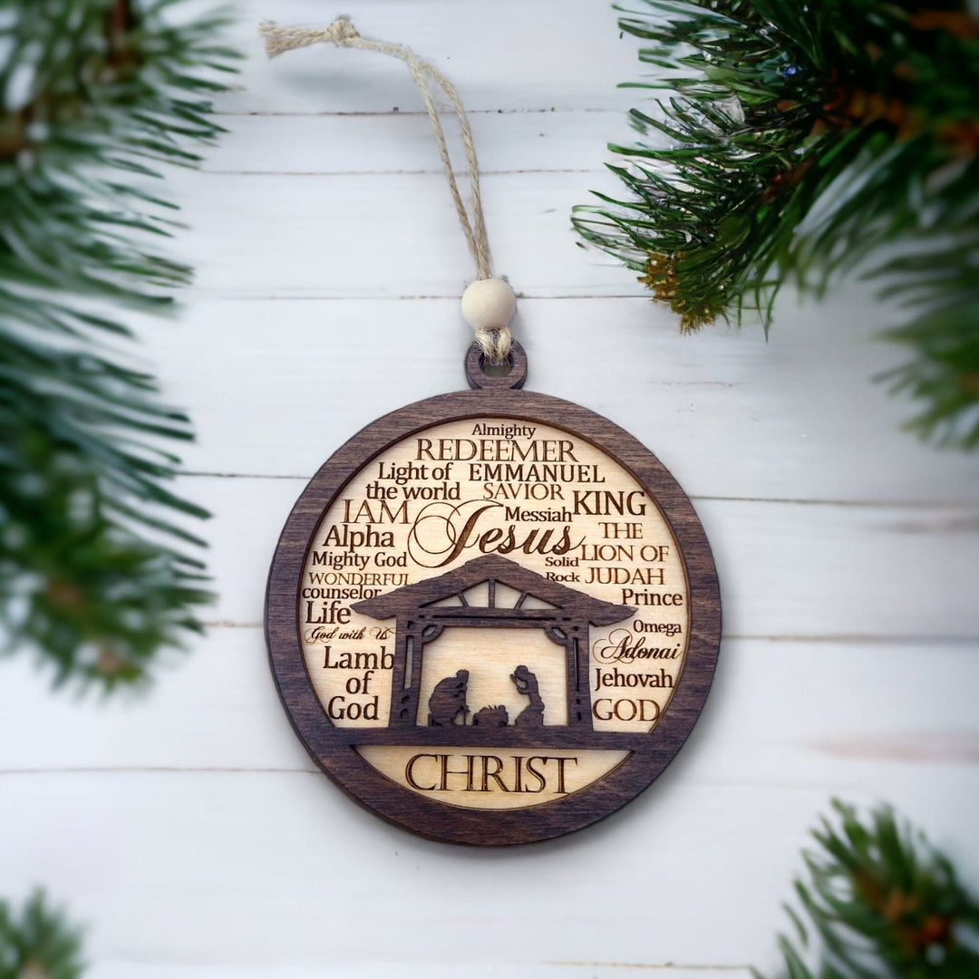 Christianartworkshop Rustic Style Layered Wooden Bible Verse Christmas Nativity Ornaments - image 4