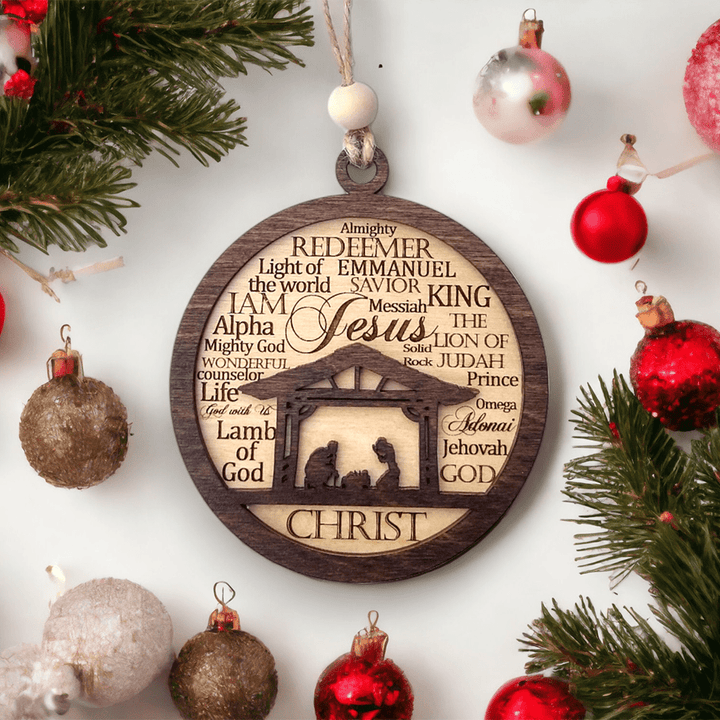 Christianartworkshop Rustic Style Layered Wooden Bible Verse Christmas Nativity Ornaments - Nativity Scene - image 0