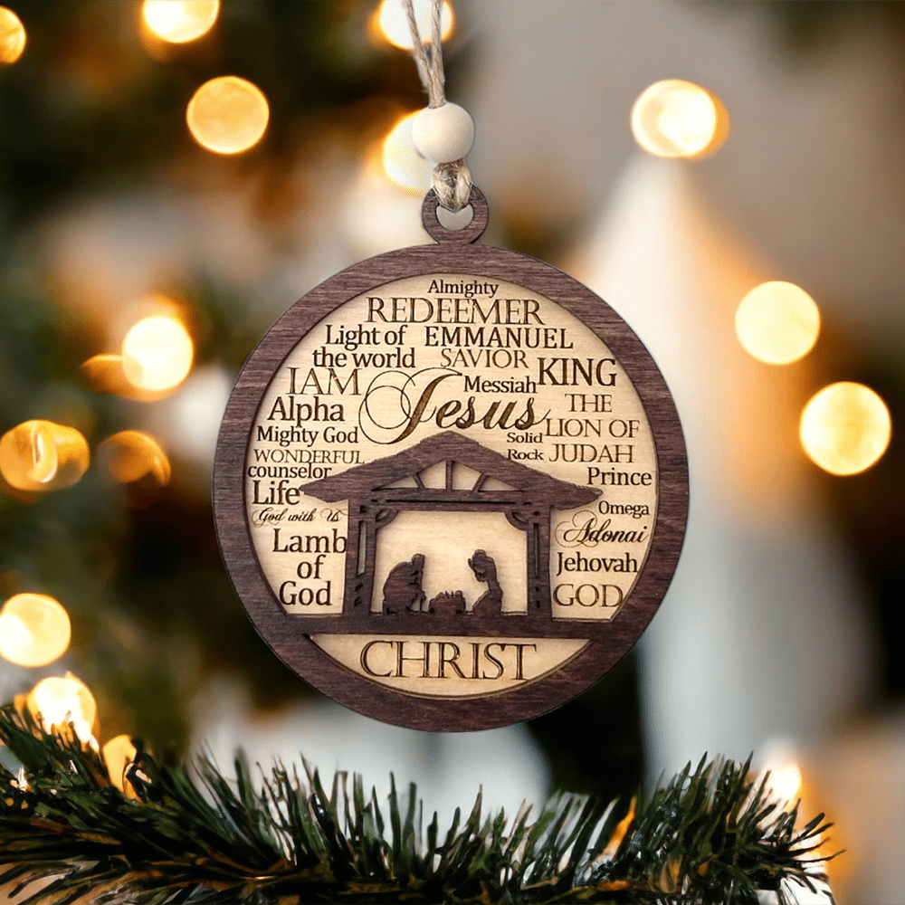 Christianartworkshop Rustic Style Layered Wooden Bible Verse Christmas Nativity Ornaments - image 2