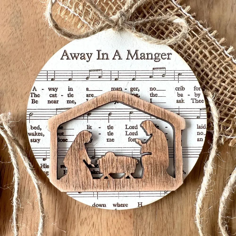 Christianartworkshop 5 Rustic Style Wooden Music Sheet Christmas Nativity Ornaments - Style C - image 7