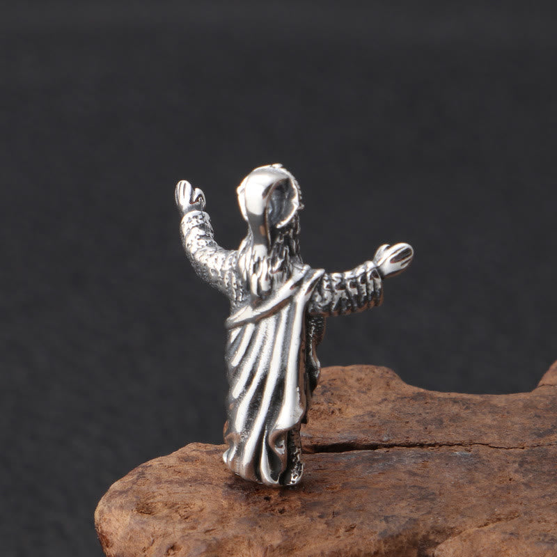 Christianartworkshop Retro Old-Fashioned Style Jesus Sterling Silver Pendant Necklace - image 2