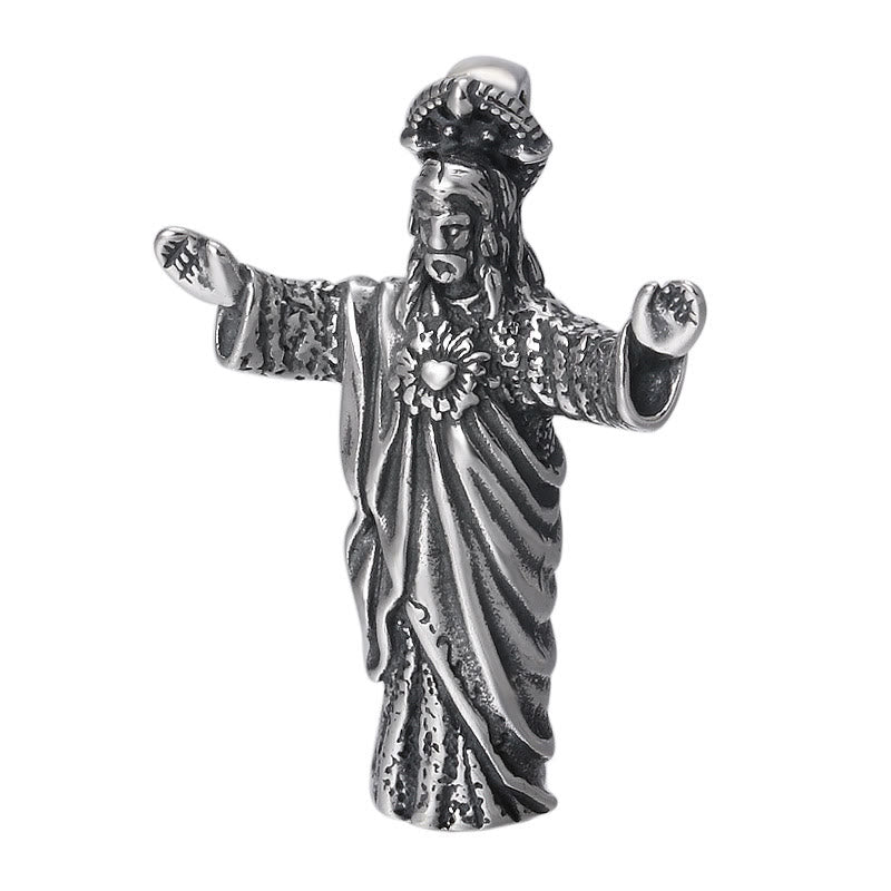 Christianartworkshop Retro Old-Fashioned Style Jesus Sterling Silver Pendant Necklace - image 4