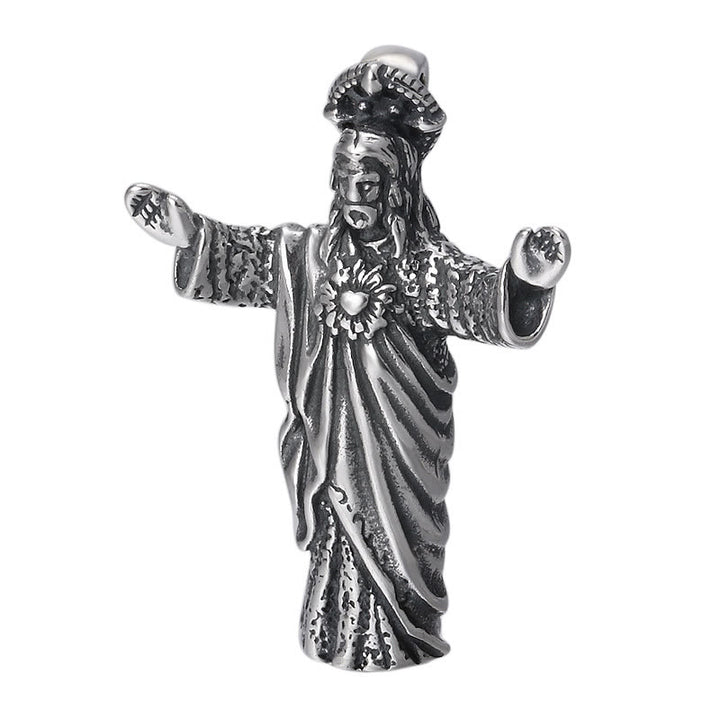 Christianartworkshop Retro Old-Fashioned Style Jesus Sterling Silver Pendant Necklace - image 4