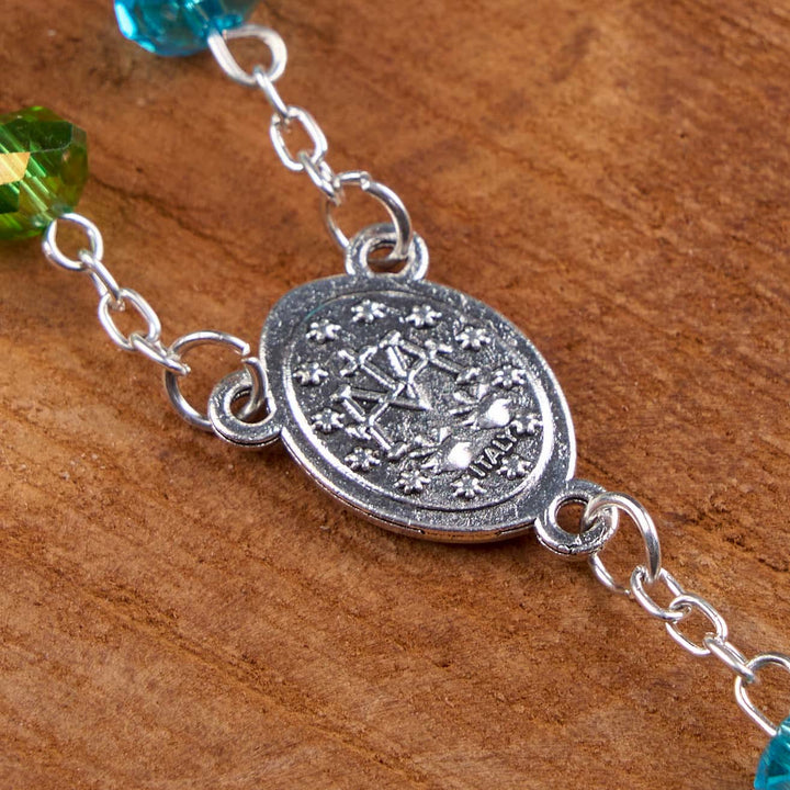 Christianartworkshop Miraculous Medal & Crucifix of 6 mm Polyhedron Multicolor Crystal Alloy Chain Rosary - image 6