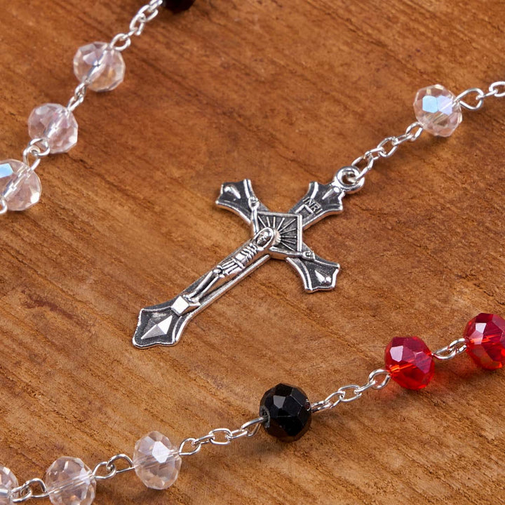 Christianartworkshop Miraculous Medal & Crucifix of 6 mm Polyhedron Multicolor Crystal Alloy Chain Rosary - image 4