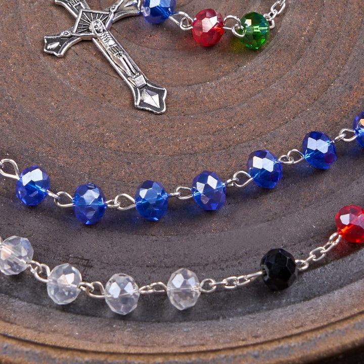 Christianartworkshop Miraculous Medal & Crucifix of 6 mm Polyhedron Multicolor Crystal Alloy Chain Rosary - image 7