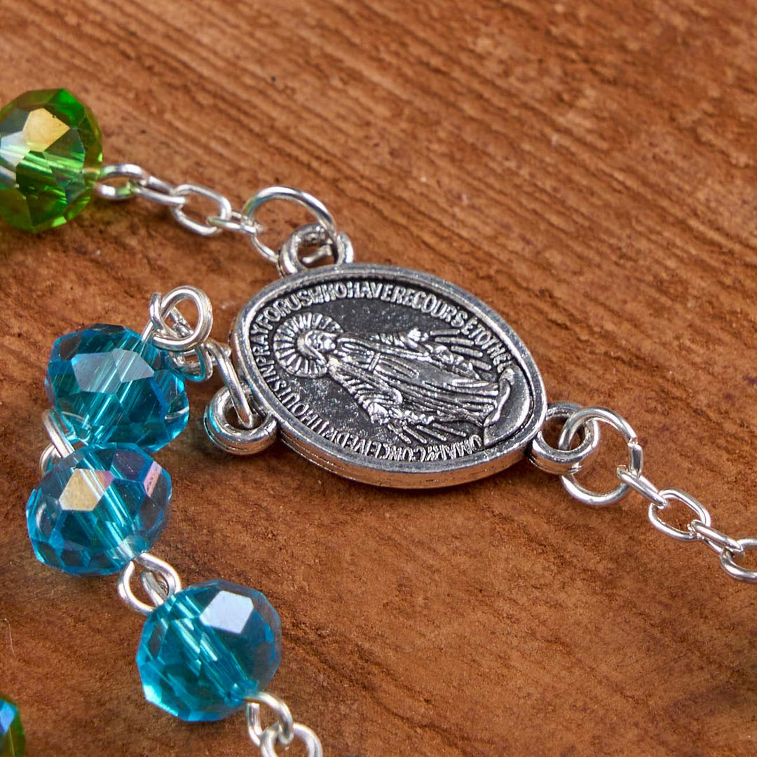 Christianartworkshop Miraculous Medal & Crucifix of 6 mm Polyhedron Multicolor Crystal Alloy Chain Rosary - image 5