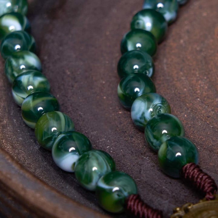 Christianartworkshop Our Lady of Guadalupe & Crucifix of 10 mm Round Green Agate Nylon Cord Rosary - image 4