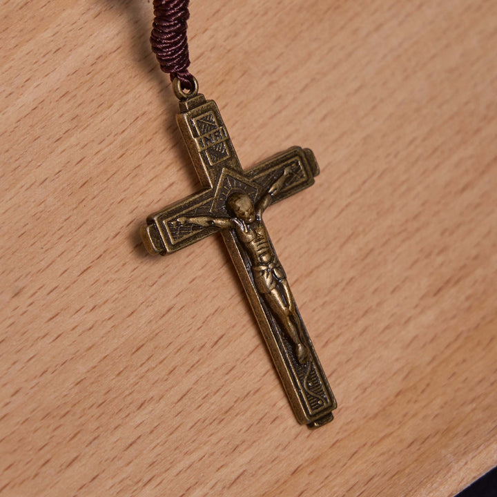 Christianartworkshop Our Lady of Guadalupe & Crucifix of 10 mm Round Green Agate Nylon Cord Rosary - image 6