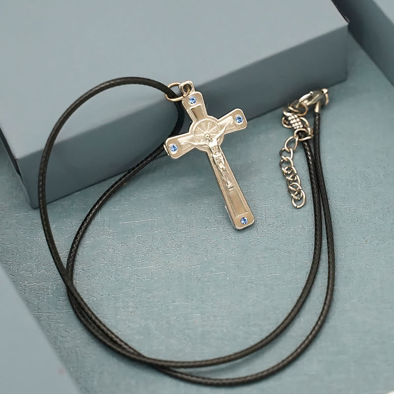 Christianartworkshop Retro Claasic Style Crucifix with Colorful Gemstone Pendant Necklace - image 6