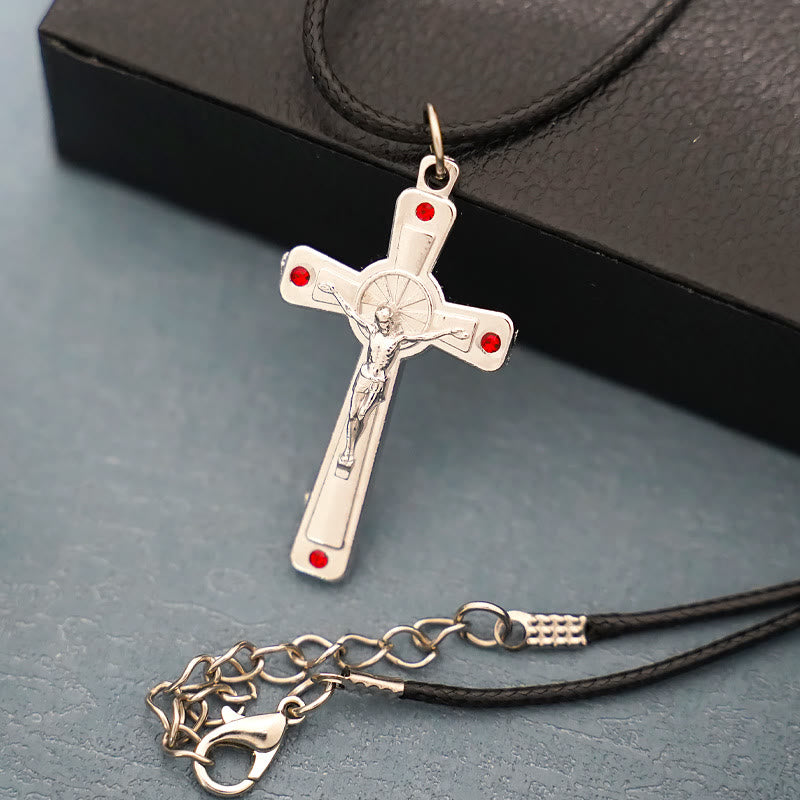 Christianartworkshop Retro Claasic Style Crucifix with Colorful Gemstone Pendant Necklace - image 2