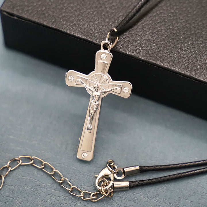 Christianartworkshop Retro Claasic Style Crucifix with Colorful Gemstone Pendant Necklace - White - image 4